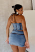 City At Night Denim Halter Top & Skirt SET